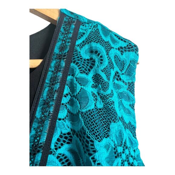 Pyramid Collection Lisa Floral Lace Hi-Low Dress Teal Women's 2X Formal Party - Picture 5 of 7
